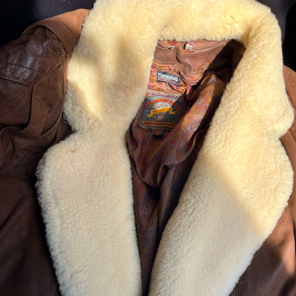 Vintage Adventure Bound Leather Jacket - Sherpa Lapel